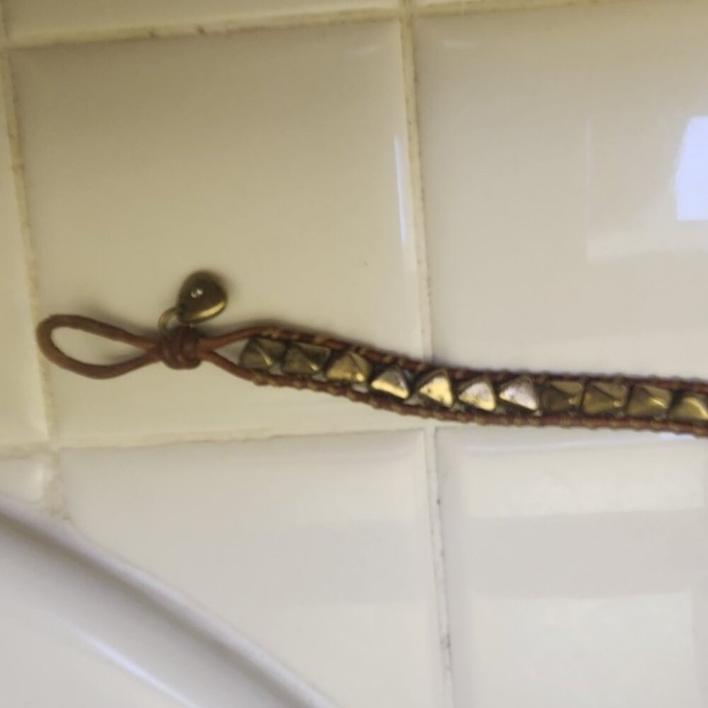 Fossil Brown Leather Bracelet with Metal Detail and Button Close - Picture 8 of 8